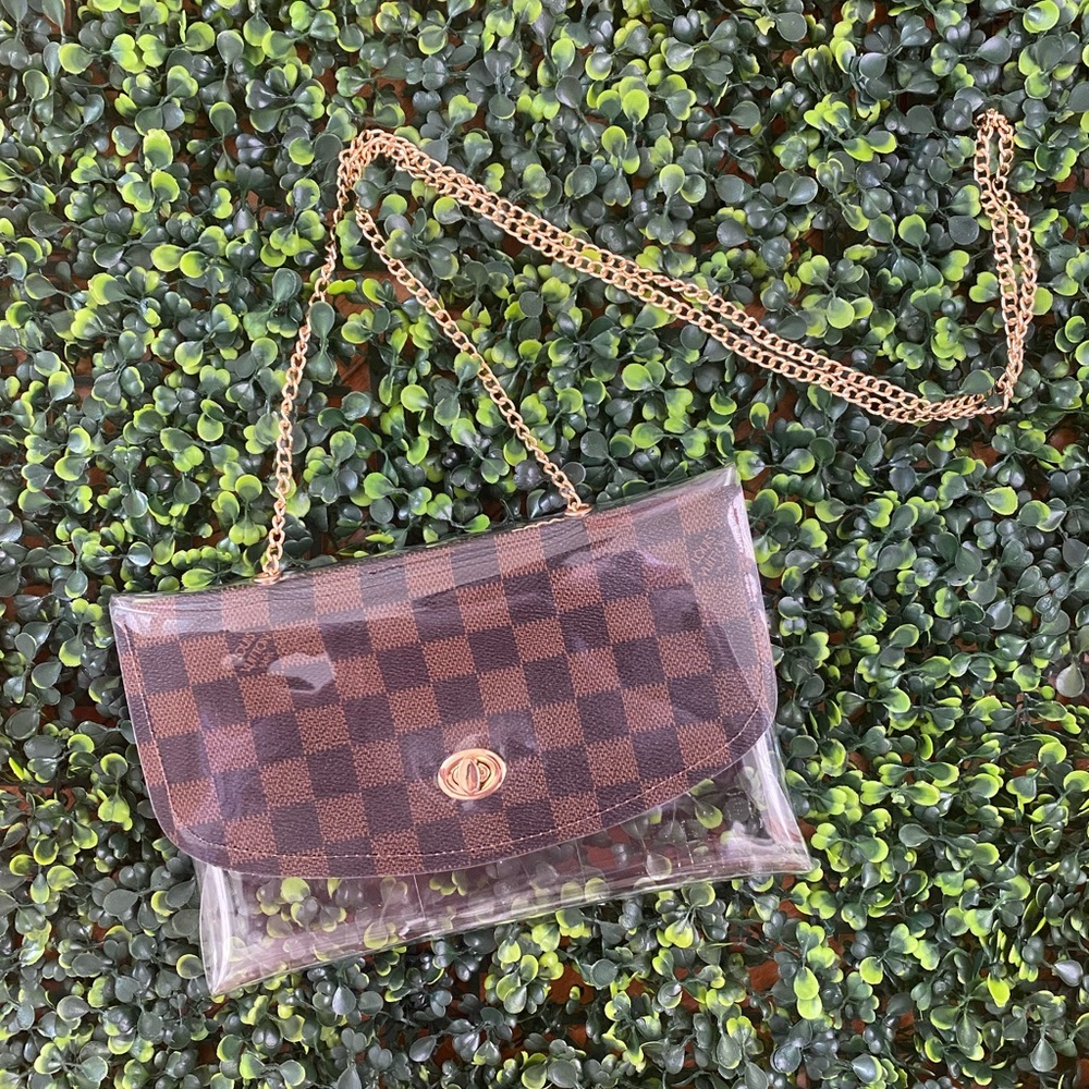 Clear crossbody stadium bag with repurposed materials (PVC bag)/football szn